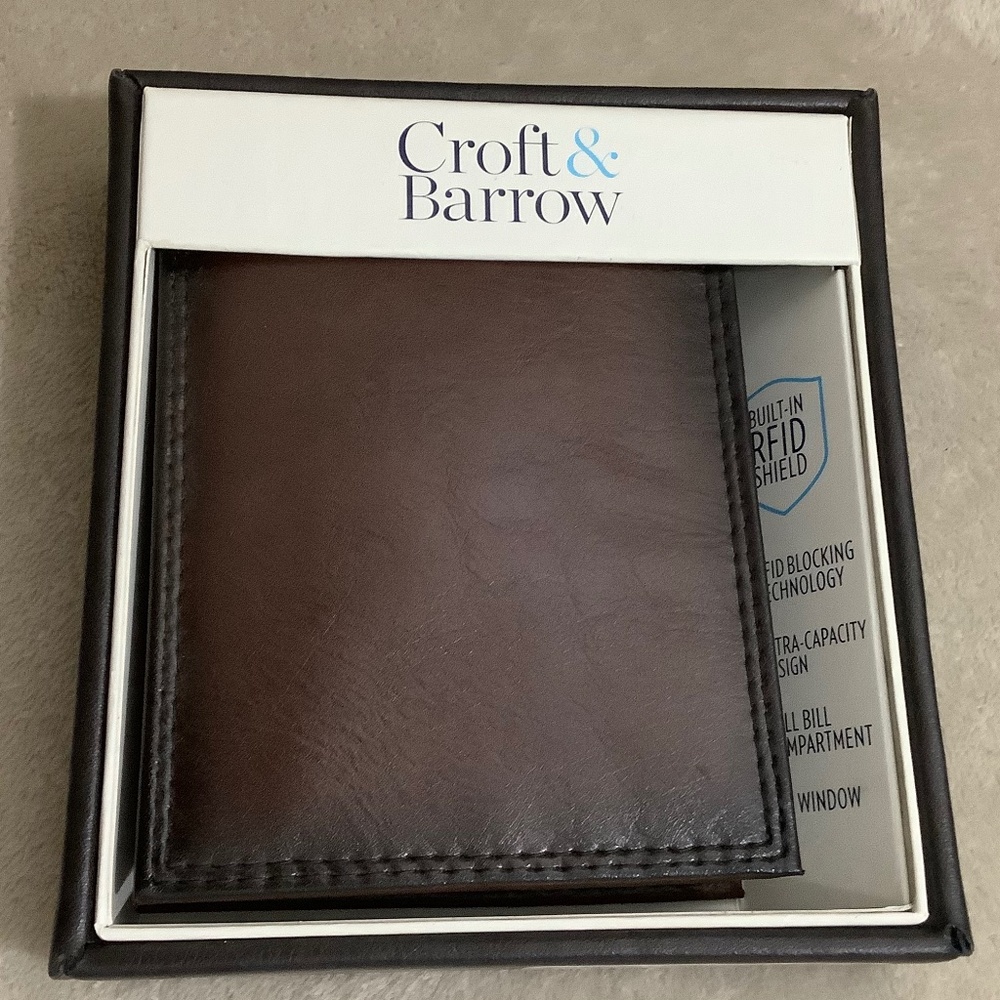 New Croft & Barrow X Cap Slimfold Brown Wallet